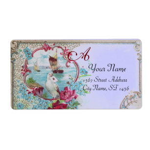 ROMANTICA,DOVE,BUY-BLOMMIGT BASTE WEDDING MONOGRAM FRAKTSEDEL