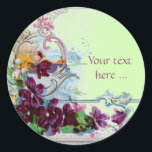 ROMANTICA /ELEGANT BLOMMIGT /PANSIES AND SNOWDROPS RUNT KLISTERMÄRKE<br><div class="desc">Elegant-,  klass-,  vibrations- och klassisk blommigt. Lila pansier och blommor...  .Digital grafisk framställning i vintage stil av Bulgan Lumini (c) Ett anpassade-klistermärke med egen text för särskilda tillfällen,  inbjudningar,  meddelanden eller bröllopsinbjudningar ,  design och digitalt bildframställning i vintage stil av Bulgan Lumini (c) .</div>