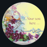 ROMANTICA /ELEGANT BLOMMIGT/PANSIES,SNOWDROPS Gult Runt Klistermärke<br><div class="desc">Elegant-,  klass-,  vibrations- och klassisk blommigt. Lila pansier och blommor...  .Digital grafisk framställning i vintage stil av Bulgan Lumini (c) Ett anpassade-klistermärke med egen text för särskilda tillfällen,  inbjudningar,  meddelanden eller bröllopsinbjudningar ,  design och digitalt bildframställning i vintage stil av Bulgan Lumini (c) .</div>