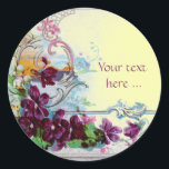 ROMANTICA /ELEGANT BLOMMIGT/PANSIES,SNOWDROPS Gult Runt Klistermärke<br><div class="desc">Elegant-,  klass-,  vibrations- och klassisk blommigt. Lila pansier och blommor...  .Digital grafisk framställning i vintage stil av Bulgan Lumini (c) Ett anpassade-klistermärke med egen text för särskilda tillfällen,  inbjudningar,  meddelanden eller bröllopsinbjudningar ,  design och digitalt bildframställning i vintage stil av Bulgan Lumini (c) .</div>