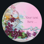 ROMANTICA /ELEGANT BLOMMIGT /PANSIES,SNOWDROPS Ros Runt Klistermärke<br><div class="desc">Elegant-,  klass-,  vibrations- och klassisk blommigt. Lila pansier och blommor...  .Digital grafisk framställning i vintage stil av Bulgan Lumini (c) Ett anpassade-klistermärke med egen text för särskilda tillfällen,  inbjudningar,  meddelanden eller bröllopsinbjudningar ,  design och digitalt bildframställning i vintage stil av Bulgan Lumini (c) .</div>