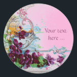 ROMANTICA /ELEGANT BLOMMIGT /PANSIES,SNOWDROPS Ros Runt Klistermärke<br><div class="desc">Elegant-,  klass-,  vibrations- och klassisk blommigt. Lila pansier och blommor...  .Digital grafisk framställning i vintage stil av Bulgan Lumini (c) Ett anpassade-klistermärke med egen text för särskilda tillfällen,  inbjudningar,  meddelanden eller bröllopsinbjudningar ,  design och digitalt bildframställning i vintage stil av Bulgan Lumini (c) .</div>