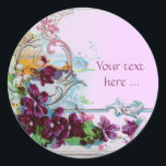 ROMANTICA /ELEGANT BLOMMIGT /PANSIES,SNOWDROPS Ros Runt Klistermärke<br><div class="desc">Elegant-,  klass-,  vibrations- och klassisk blommigt. Lila pansier och blommor...  .Digital grafisk framställning i vintage stil av Bulgan Lumini (c) Ett anpassade-klistermärke med egen text för särskilda tillfällen,  inbjudningar,  meddelanden eller bröllopsinbjudningar ,  design och digitalt bildframställning i vintage stil av Bulgan Lumini (c) .</div>