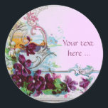 ROMANTICA /ELEGANT BLOMMIGT /PANSIES,SNOWDROPS Ros Runt Klistermärke<br><div class="desc">Elegant-,  klass-,  vibrations- och klassisk blommigt. Lila pansier och blommor...  .Digital grafisk framställning i vintage stil av Bulgan Lumini (c) Ett anpassade-klistermärke med egen text för särskilda tillfällen,  inbjudningar,  meddelanden eller bröllopsinbjudningar ,  design och digitalt bildframställning i vintage stil av Bulgan Lumini (c) .</div>