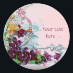 ROMANTICA /ELEGANT BLOMMIGT /PANSIES,SNOWDROPS Ros Runt Klistermärke<br><div class="desc">Elegant-,  klass-,  vibrations- och klassisk blommigt. Lila pansier och blommor...  .Digital grafisk framställning i vintage stil av Bulgan Lumini (c) Ett anpassade-klistermärke med egen text för särskilda tillfällen,  inbjudningar,  meddelanden eller bröllopsinbjudningar ,  design och digitalt bildframställning i vintage stil av Bulgan Lumini (c) .</div>