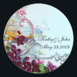 ROMANTICA /ELEGANT BLOMMIGT /PANSIES,SNOWDROPS Tea Runt Klistermärke<br><div class="desc">Elegant-,  klass-,  vibrations- och klassisk blommigt. Lila pansier och blommor...  .Digital grafisk framställning i vintage stil av Bulgan Lumini (c) Ett anpassade-klistermärke med egen text för särskilda tillfällen,  inbjudningar,  meddelanden eller bröllopsinbjudningar ,  design och digitalt bildframställning i vintage stil av Bulgan Lumini (c) .</div>