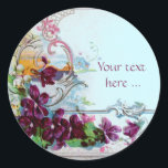 ROMANTICA /ELEGANT BLOMMIGT /PANSIES,SNOWDROPS Tea Runt Klistermärke<br><div class="desc">Elegant-,  klass-,  vibrations- och klassisk blommigt. Lila pansier och blommor...  .Digital grafisk framställning i vintage stil av Bulgan Lumini (c) Ett anpassade-klistermärke med egen text för särskilda tillfällen,  inbjudningar,  meddelanden eller bröllopsinbjudningar ,  design och digitalt bildframställning i vintage stil av Bulgan Lumini (c) .</div>