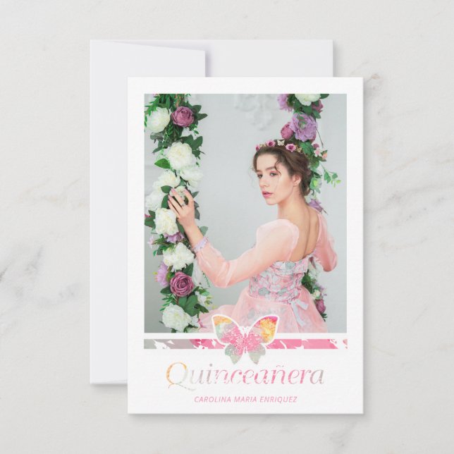 Romántica Foto Quinceañera con Mariposa Español (Framsida)