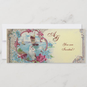 ROMANTICA MONOGRAM, röd blå rosa gul guld Inbjudningar