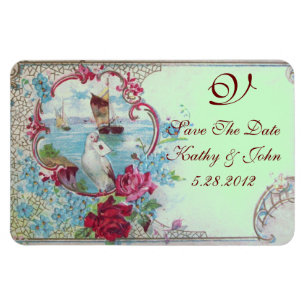ROMANTİCA MONOGRAM ,Spara datum,grönt Magnet