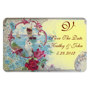 ROMANTİCA MONOGRAM ,Spara datum,Gult Magnet