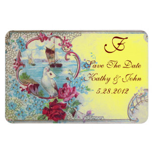 ROMANTİCA MONOGRAM ,Spara datum,Gult Magnet