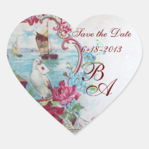 ROMANTICA MONOGRAM,Spara datum Hjärtformat Klistermärke