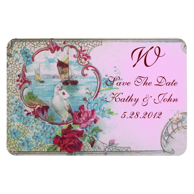 ROMANTİCA MONOGRAM,Spara datum Magnet (Horisontell)