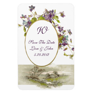 ROMANTİCA MONOGRAM /VIOLETS,Spara datum,Vit Magnet