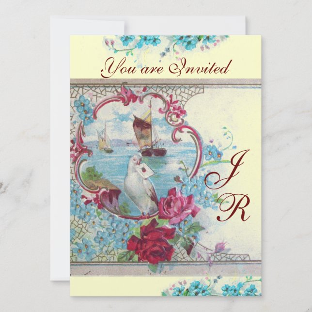 ROMANTİCA MONOGRAM White Champagne Metallic papper Inbjudningar (Framsida)