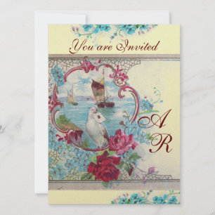 ROMANTİCA MONOGRAM White Champagne Metallic papper Inbjudningar