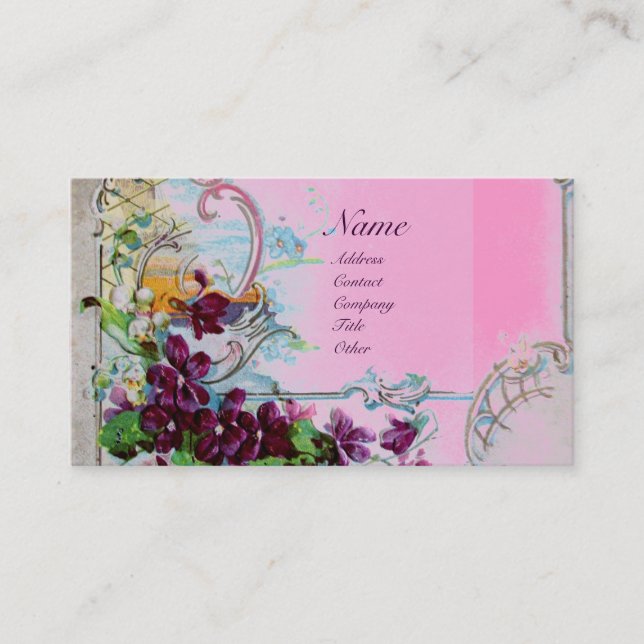 ROMANTICA-paneler,Violets,Vit vinter-Blommigt Visitkort (Framsida)