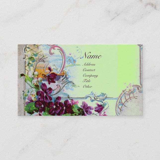 ROMANTICA-paneler,Violets,Vit vinter-Blommigt Visitkort (Framsida)