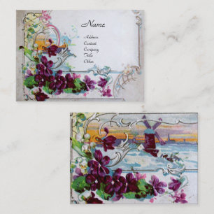 ROMANTICA-paneler,Violets,Vit vinter-Blommigt Visitkort