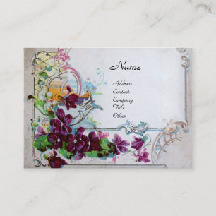 ROMANTICA-paneler,Violets,Winter Blommigt Basket Visitkort