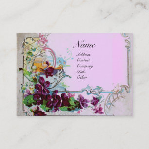 ROMANTICA-paneler,Violets,Winter Blommigt Basket Visitkort