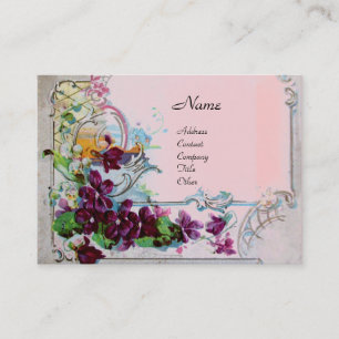 ROMANTICA-paneler,Violets,Winter Blommigt Basket Visitkort