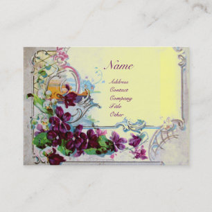 ROMANTICA-paneler,Violets,Winter Blommigt Basket Visitkort