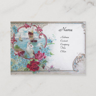 ROMANTICA /RO,BLÅA BLOMMOR WHITE DOVE Blommigt Visitkort
