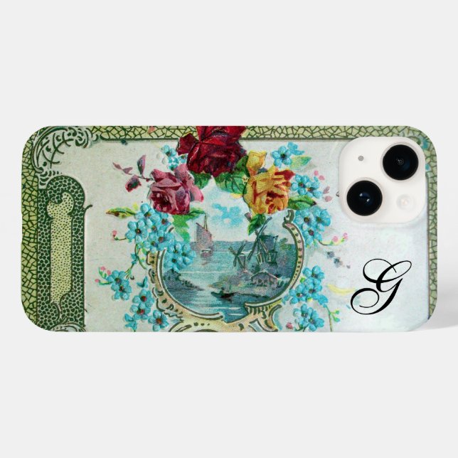 ROMANTICA Röda Rosor, Marin Blommig Monogram (Baksida (horisontell))