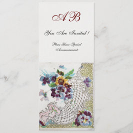 ROMANTİCA Rosa Blue White Blommigt Bröllopsprogram Program