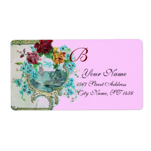 ROMANTICA ROSA LILAC BLOMMIGT BEACH WEDDING MONOGR FRAKTSEDEL