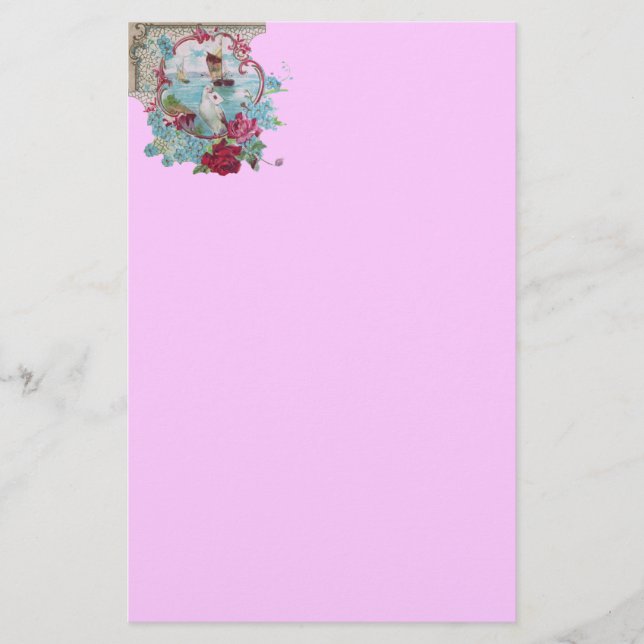 ROMANTİCA,rosa röd blåvit Brevpapper (Framsida)