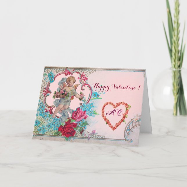 ROMANTICA /VALENTINE CUPID GATHERING ROSA ROS HELGKORT (Framsida)