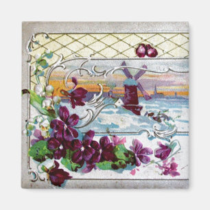 ROMANTICA Vinterlandskap med penséer Magnet