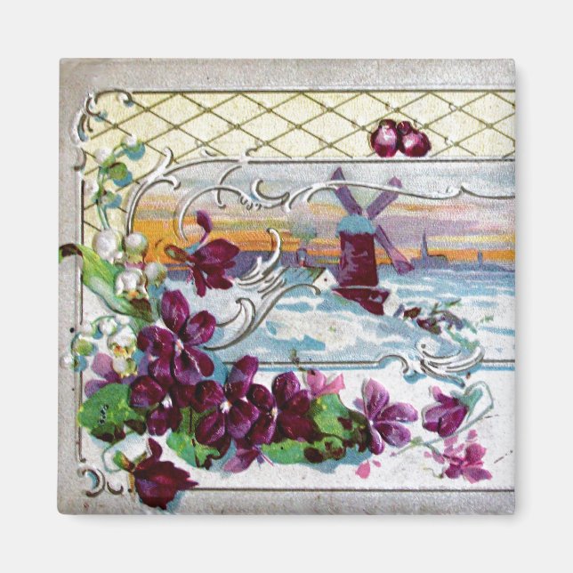 ROMANTICA Vinterlandskap med penséer Magnet (Framsidan)