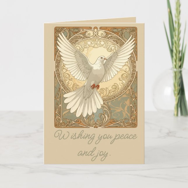 Romantically Nostalgic Peace Dove Greeting Card Helgkort (Framsida)