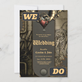 Romanticism i hjul och rör den steampunka själen inbjudningar