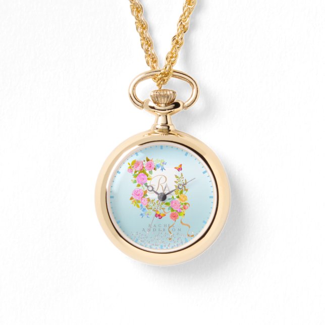 Romantics Blooming Garden Monogram Blue Armbandsur (Framsida)