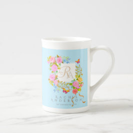Romantics Blooming Garden Monogram Blue Benporslin Mugg