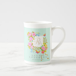Romantics Blooming Garden Monogram Grönt Benporslin Mugg