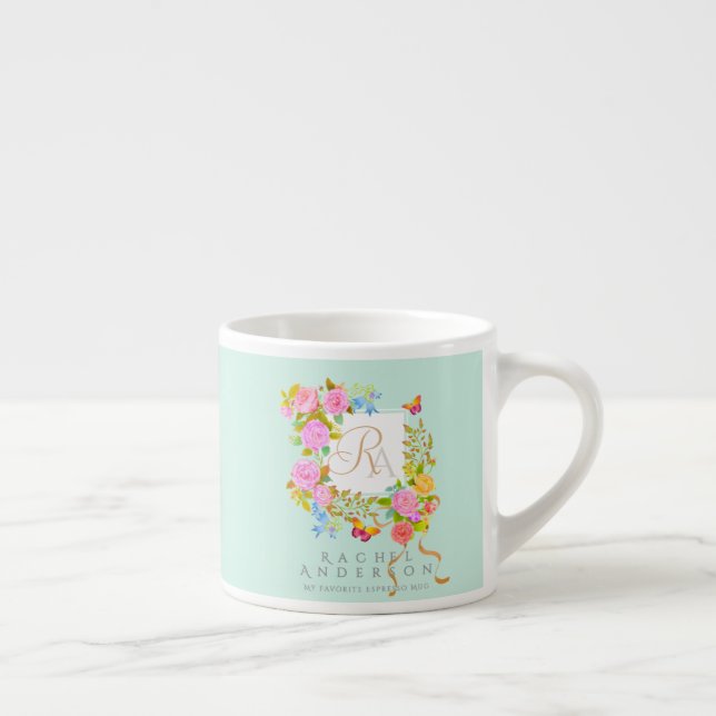 Romantics Blooming Garden Monogram Grönt Espressomugg (Höger)