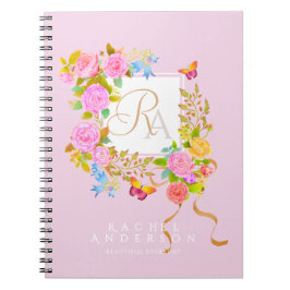 Romantics Blooming Garden Monogram Gult Anteckningsbok