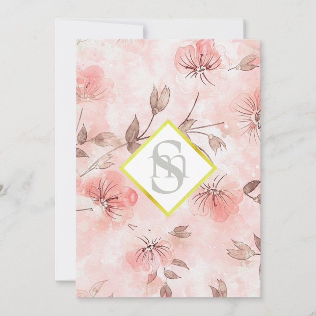 *~ Romantik  AR26 Flower KÄRLEK QR OSA Bröllop Inbjudningar (Framsida)