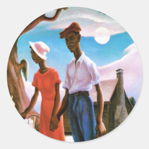 Romantik av Thomas Hart Benton Runt Klistermärke