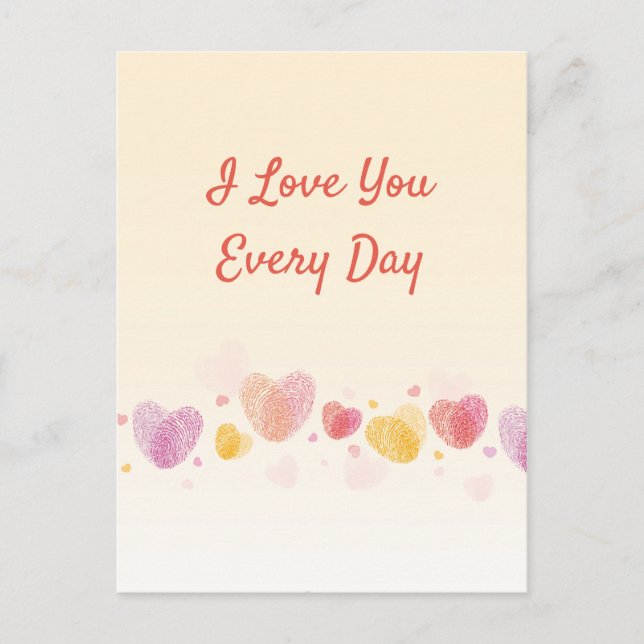 Romantik Fingerprint Kärlek Heart Helg Vykort (Framsida)