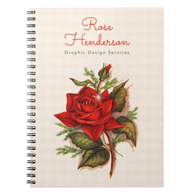 Romantik för vintageVictorianröd ros Anteckningsbok (Framsidan)