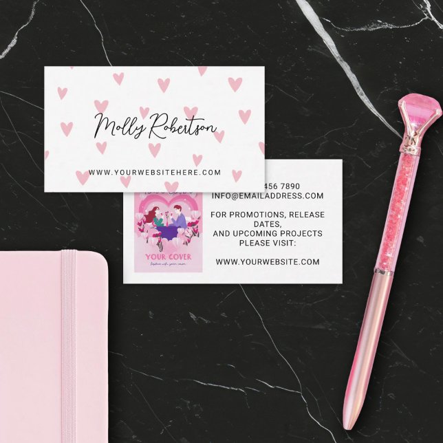 Romantik Författare Författarinna Rosa Hjärtan Visitkort (Skapare uppladdad)