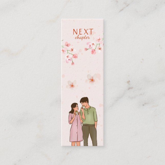 Romantik Genre Rosa Blommigt Mini Bookmark (Framsida)