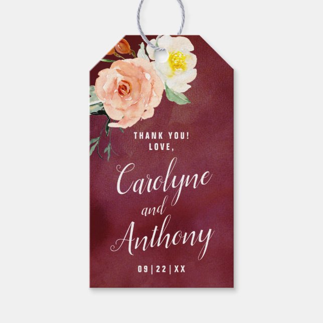 Romantik i Bloom Bröllop-samlingen Presentetikett (Framsidan)